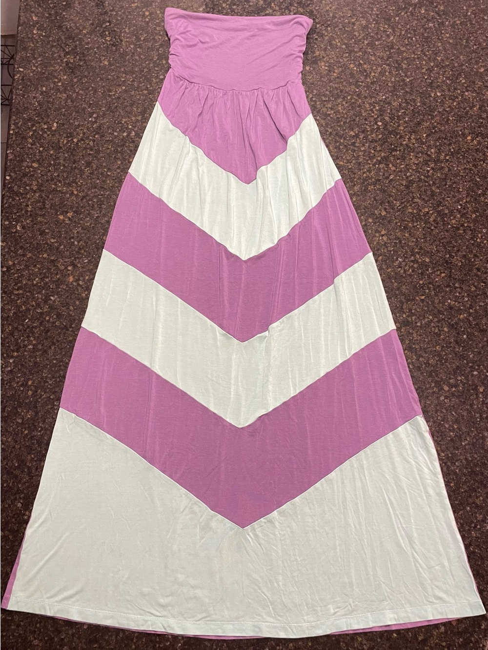 Strapless dress, purple and mint green chevron, medium